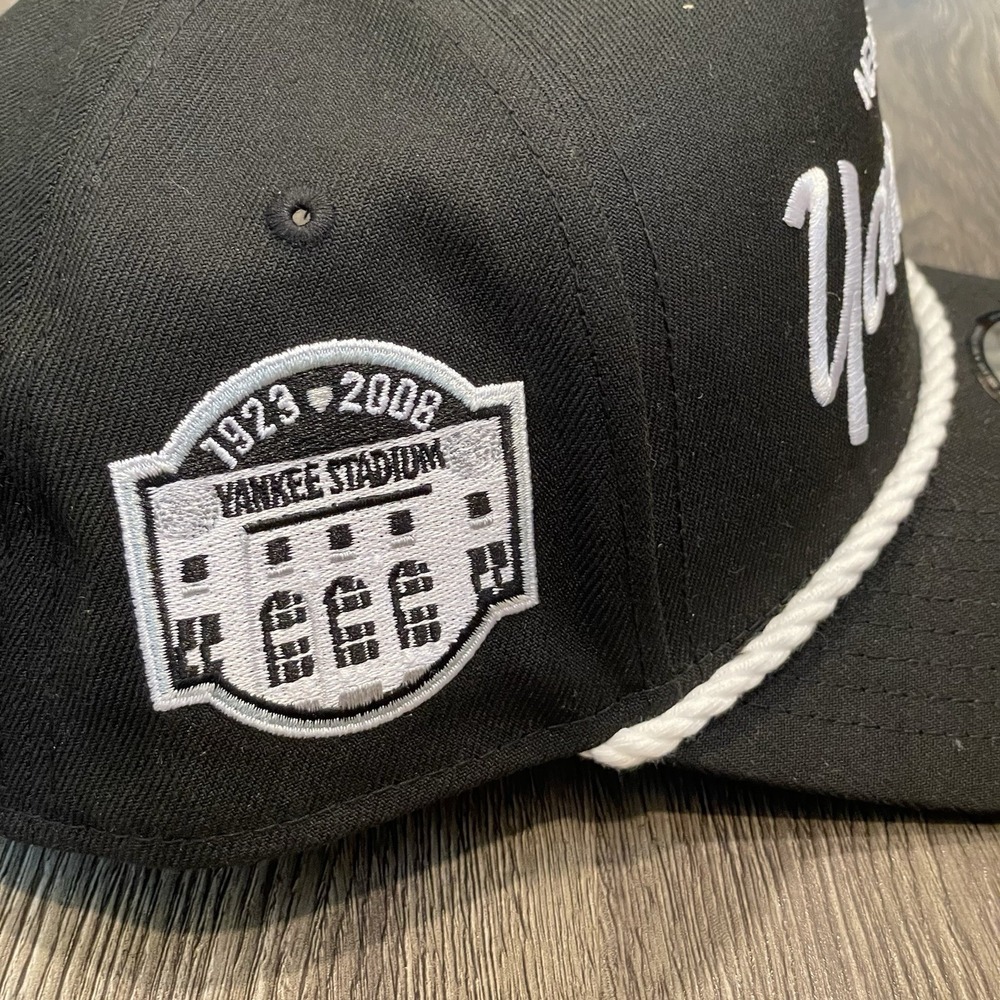 New Era New York Yankees 9Forty Word Mark A-FRAME Rope Hat Black Adjustable Cap - Picture 7 of 7